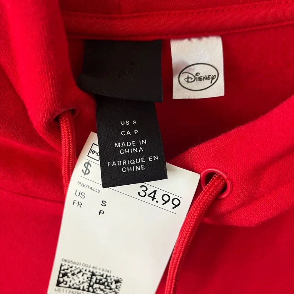 H&M x DISNEY Mickey Mouse Red & Gold Hoodie Small Sweatshirt Disneyland - Picture 7 of 7